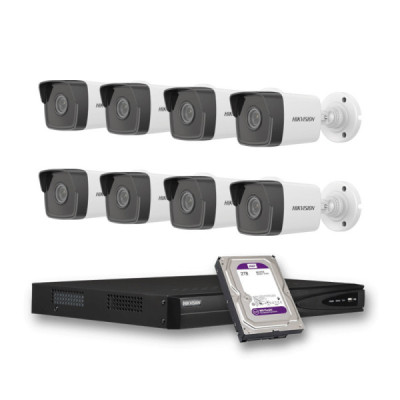 KIT-IP-8-TUBE-3MP - HIKVISION - 8 Cam 3MP 2.8mm / 1 NVR / 1 HDD