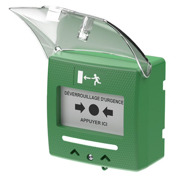 Declencheur manuel vert 2 contacts + detection d'ouverture du capot