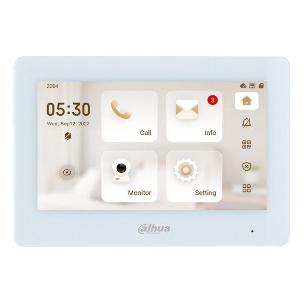 Dahua VTH5422HW-W – Moniteur vidéo intérieur IP 7" tactile, blanc, WiFi, PoE