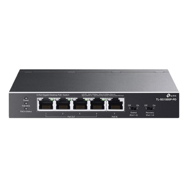 Switch PoE+ Gigabit de bureau 5 ports avec entrée PoE++ à 1 port et sortie PoE+ à 4 ports