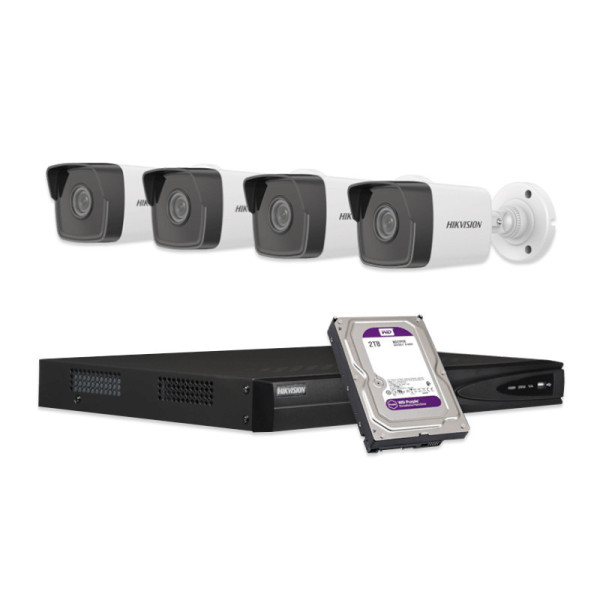 KIT-IP-4-TUBE-3MP - HIKVISION - 4 Cam 3MP 2.8mm / 1 NVR / 1 HDD