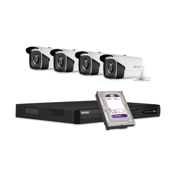 KIT-IP-4-TUBE-4MP - HIKVISION - 4 Cam 4MP 2.8mm / 1 NVR / 1 HDD