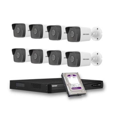 KIT-IP-8-TUBE-2MP - HIKVISION - 8 Cam 2MP 2.8mm / 1 NVR / 1 HDD