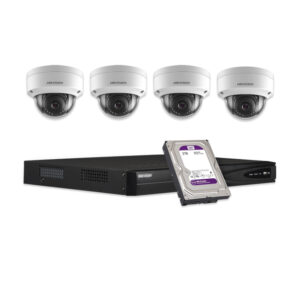 KIT-IP-4-DOME-3MP - HIKVISION - 4 Cam 2MP 2.8mm / 1 NVR / 1 HDD